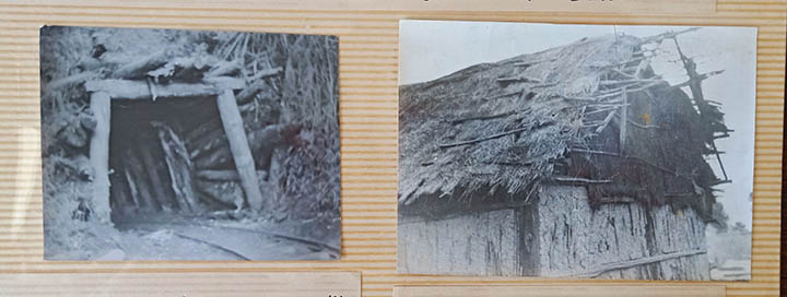 左图为残留的羊桥箐矿井，后被本地农夫建复开采。右图为残留的工棚。.jpg